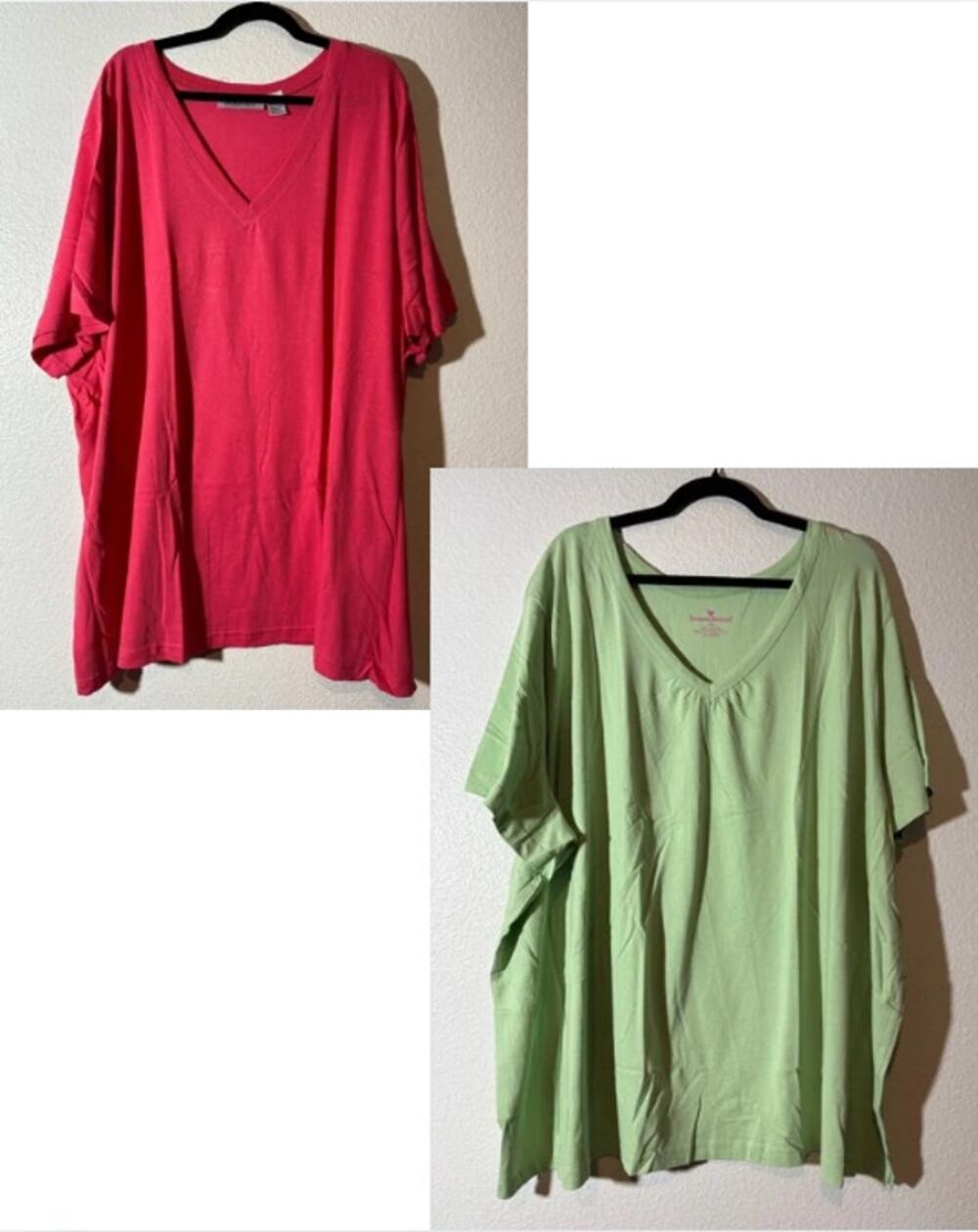 Roaman's & Woman Within Size 5X Set of 2 V-Neck Short Sleeve Cotton T-Shirts